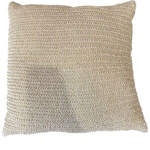 Threshold Natural Woven Paper Toss Pillow 24x24 Cream Boho Coastal Square Decor